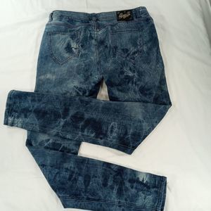 Apple Bottom Vintage blue jeans skinny purple rhinestone women's 11/12 whiskered